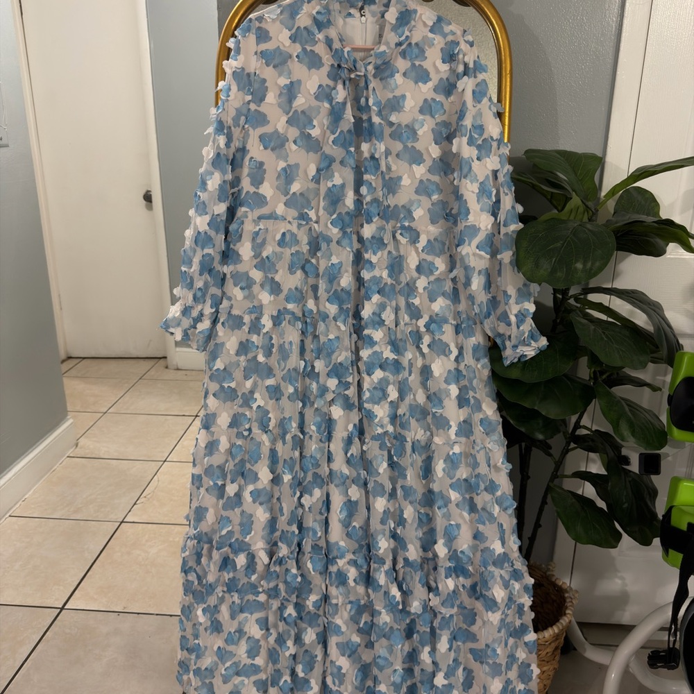 Dainty Jewells Light Blue and White Dress with Pink Logo Tag